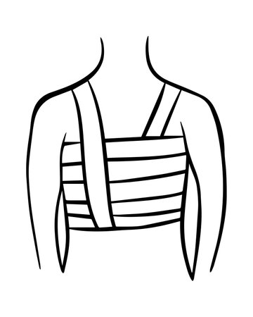 Vector isolated illustration of back bandage. First aid for back injuries.のイラスト素材