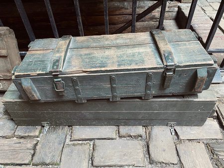 The old military wooden boxの写真素材