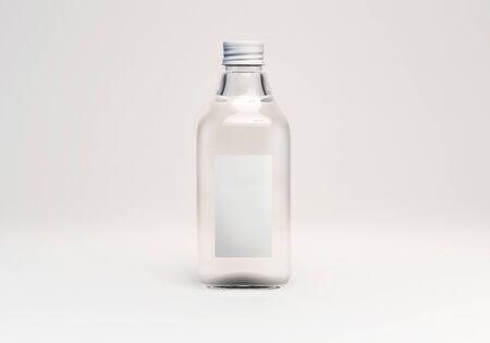 Glass bottle with metal cap on white background. 3d rendering mock upの写真素材