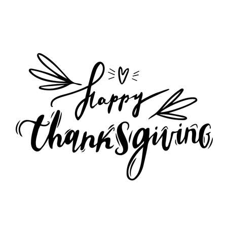 Happy Thanksgiving DayInscription. Typography vector design over white background. black white.のイラスト素材