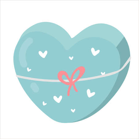 Presents illustration. gift in the shape of a heart on white for a birthday, holiday children, new year in a hand drawn Scandinavian style.Flatのイラスト素材
