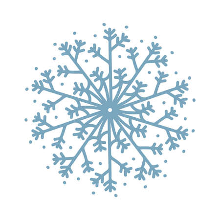 snowflake icon doodle blue on white isolatedのイラスト素材