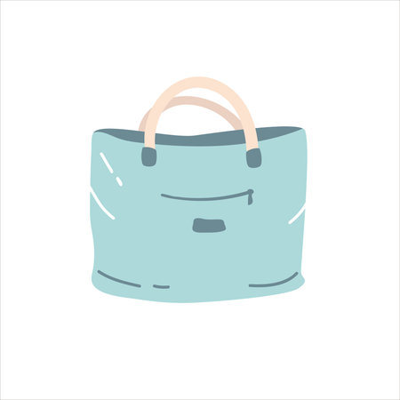 Woman Blue bag Designer Handbag. fashionable female accessories of different types. Trendy women handheld bag isolated on white background.のイラスト素材