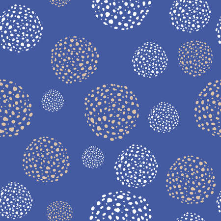 watercolor seamless pattern dots in in the form of a circle on blue.のイラスト素材