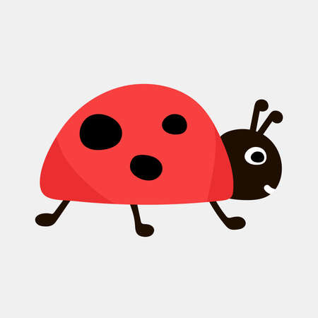 Cute ladybug or ladybird simple flat design. Vector illustration isolated on white background.のイラスト素材