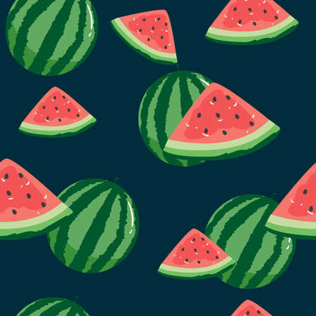 Watermelons pattern. Seamless vector background. hand drawing.のイラスト素材