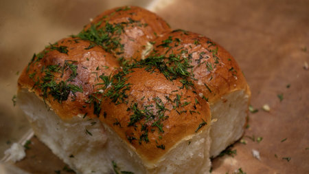 Fresh bread on the shelves of the bakery in the supermarket. Shopping at the grocery store. Selling...