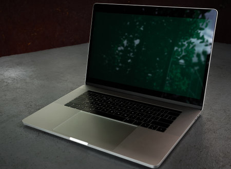 Appliances for job. Keyboard which is perfect for typing. Freelance job. Modern laptop close up.の写真素材