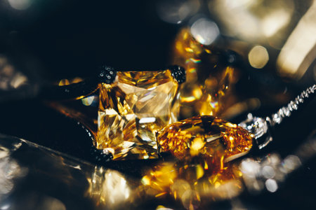 Natural stones close-up in jewelry. Luxury womens jewelry, on a black background close-up.の写真素材