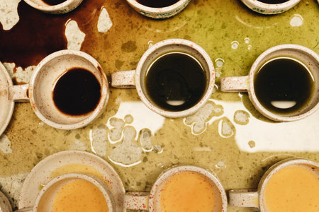 The close-up of a Scottish Fold cat s face shows its captivating eyes and folded ears. The expression is calm yet curious, and the soft fur adds a touch of tenderness to the overall portrait.の写真素材
