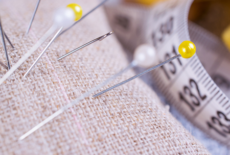 Needles and pins for sewing or handmadeの写真素材