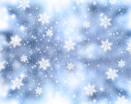 Christmas background with snowfall and snowflakes. New Year winter holiday blizzard.の写真素材