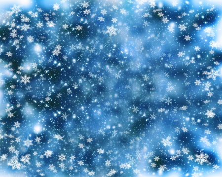Christmas background with snowfall and snowflakes. New Year winter holiday blizzard.の写真素材
