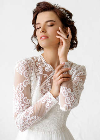 Beautiful Bride portrait wedding makeup and hairstyleの写真素材