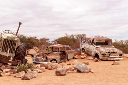 Abandoned old cars in Solitaire, Namibiaの写真素材