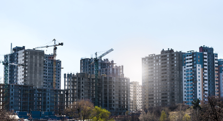 New modern unfinished houses in the cityの写真素材