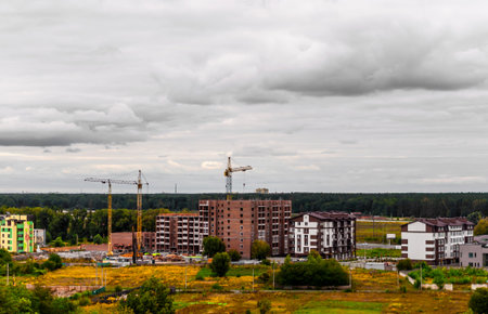 New modern unfinished houses near the city