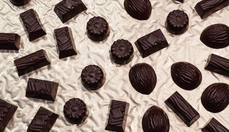chocolate sweets with cognac on a light background