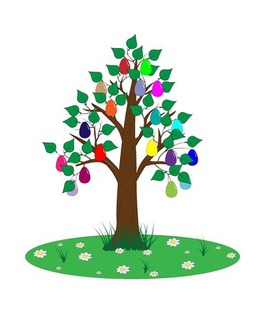 Easter tree in the meadowのイラスト素材