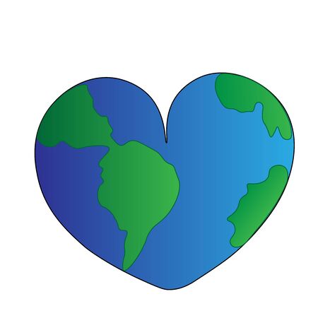 planet earth in the shape of a heartのイラスト素材