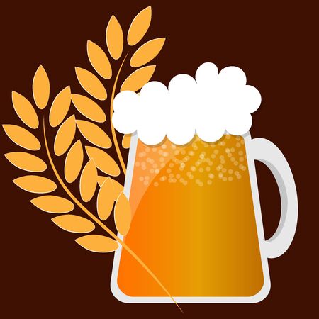 beer with foam and wheatのイラスト素材