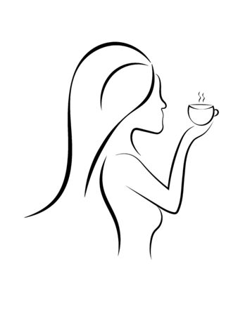 girl with a cup of hot drinkのイラスト素材
