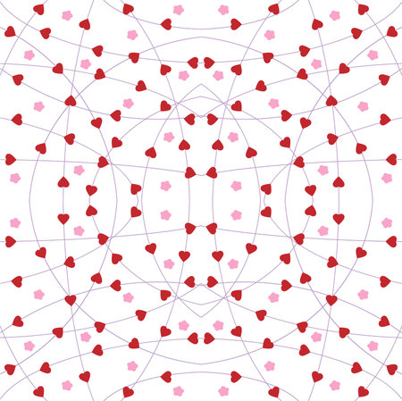 hearts with lines and flowers