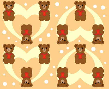 bear pattern with red heartsのイラスト素材