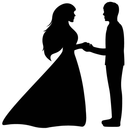 couple in love in black and whiteのイラスト素材