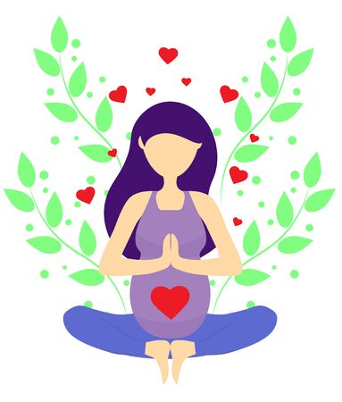 pregnant in yoga lotus positionのイラスト素材