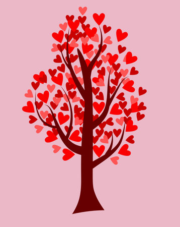 tree with hearts instead of leavesのイラスト素材