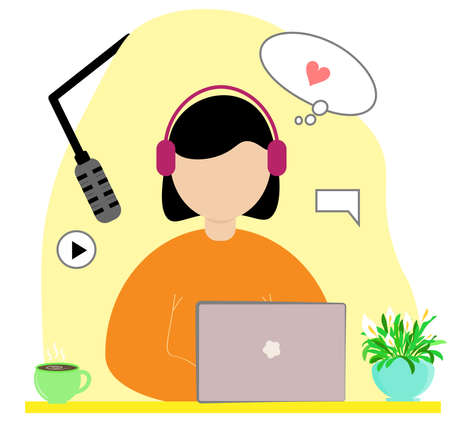 girl at the radio stationのイラスト素材