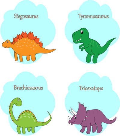 Set of cute dinosaurs in cartoon style. Vector illustration for kids.のイラスト素材