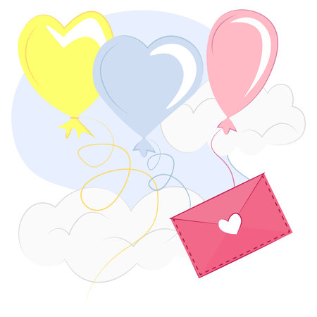 Love Valentin hearts.The concept of holidays, March 8, birthday, Valentine Day. card with balloons.のイラスト素材