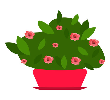 Vector illustration flower, plant growing in a pot.のイラスト素材