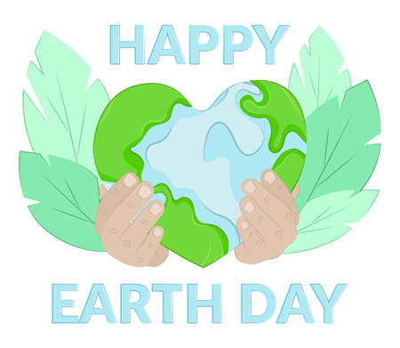 male hands are holding the planet in the shape of a heart. a call to protect nature. concept for the holiday earth dayのイラスト素材