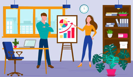 office work concept design. Vector illustration. office room design. business creative teamwork in the office.のイラスト素材