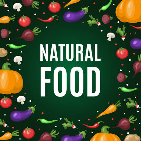 banner with vegetables. Healthy eating. vector illustration. Fresh vegetables design template. Vector illustration for vegetables market.のイラスト素材
