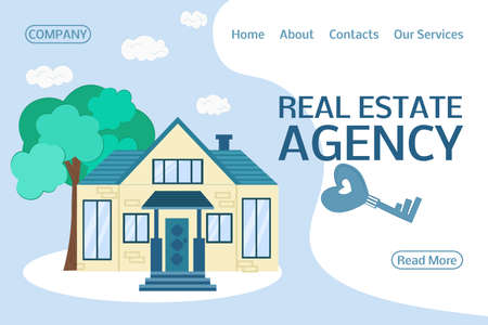 Concept for the sale, purchase, rent, capital investment of real estate. Real estate agency website.のイラスト素材