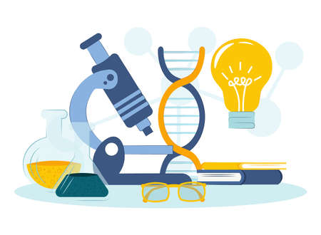 Concept idea in medicine, Genetic DNA science, healthcare. Vector flat illustration.のイラスト素材