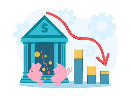 vector illustration loss of money. The concept of financial crisis, bankruptcy, the onset of poverty, budget recession, market fall. Bad economy and lower investment costs.のイラスト素材