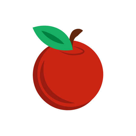 one red apple isolated on white background. vector illustration. Healthy food and vitamin.のイラスト素材