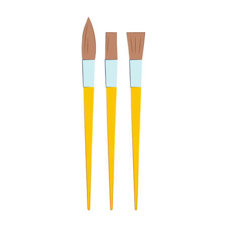A set of brushes for painting. Vector flat illustration. Artist's tool. Creativity and drawing.のイラスト素材