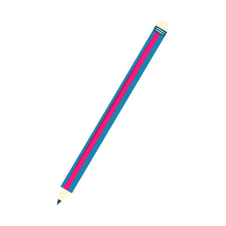Simple pencil isolated on white background. Vector flat illustration. Subject of office supplies, education, officeのイラスト素材