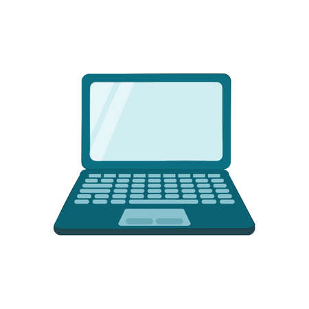 Vector isolated laptop ready to work. Template notebook for presentation. Opened computer screen with keyboard. Mockup modern laptop with blank screen.のイラスト素材