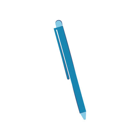 Blue pen isolated on white background. Vector flat illustration. Subject of office supplies, education, officeのイラスト素材