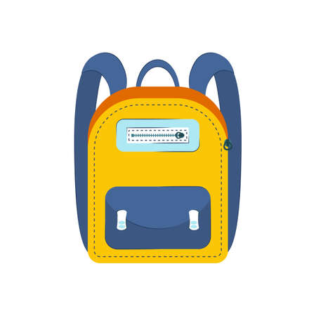 Hand drawn backpacks. Bags for school. Cartoon of casual sports and tourist backpack. Schoolbag decorative element. Vector illustration. The object is isolated on a white background.のイラスト素材