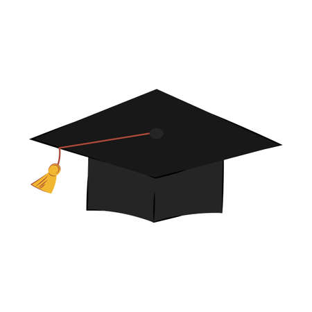 square academic cap isolated on white background. Education symbol - graduation cap of students. Vector flat illustrationのイラスト素材