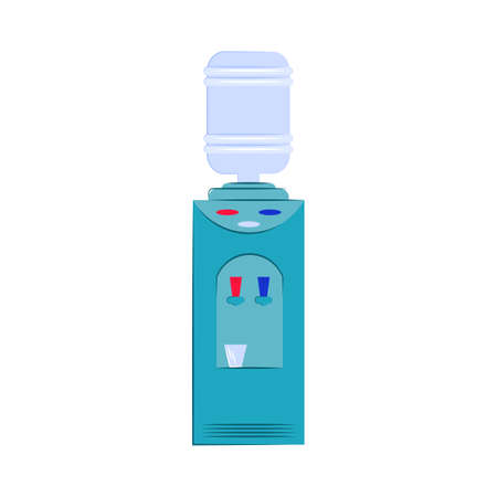 cooler with water isolated on white background. Vector flat illustration. Drinking water, healthy lifestyle, purified water, gallon, dispenser.のイラスト素材