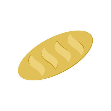 Loaf of bread isolated on white background. Vector flat illustration. Bakery products, pastries. Healthy bread isolated on a white background. Traditional sign food symbolのイラスト素材